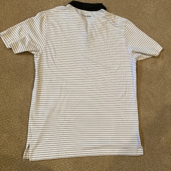 Travis Mathew Golf Polo Shirt Mens M White Striped Casual Golf Stretch - Picture 7 of 8